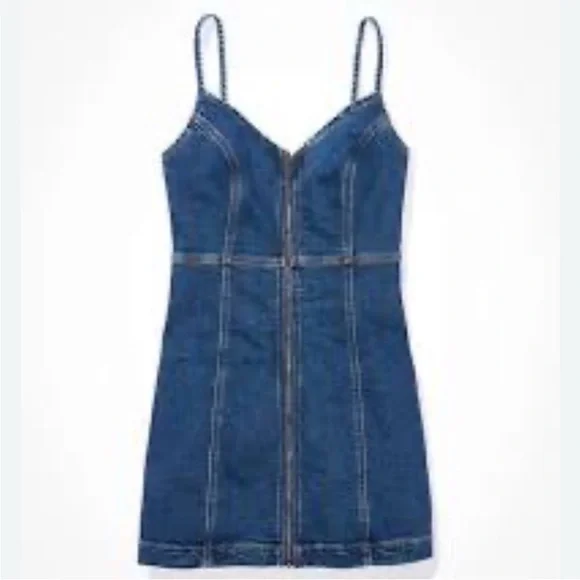 American Eagle Denim Blue Women's Dress size medium - Picture 4 of 7